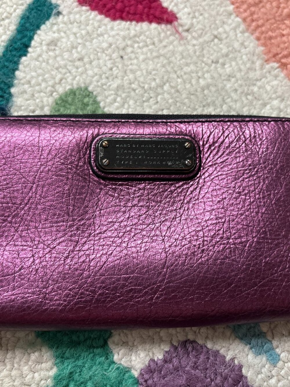 Marc by Marc Jacobs metallic plum long zip wallet